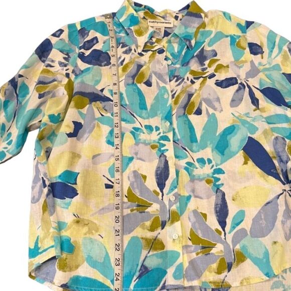 Cathy Daniels Women's Linen Color Toned Print Top Size Extra Large - Picture 7 of 7